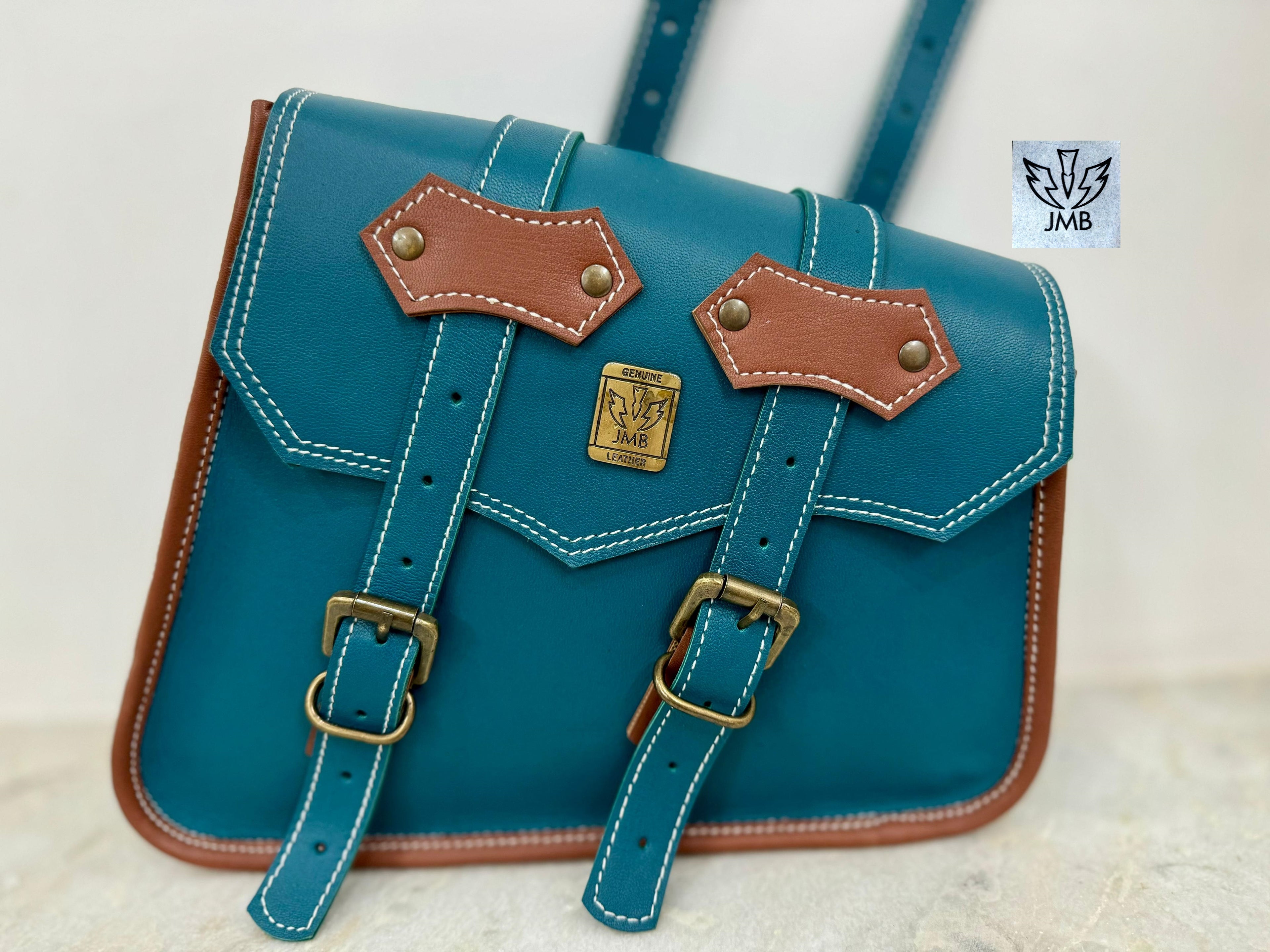 Set 3x Motorcycle Leather Saddlebag