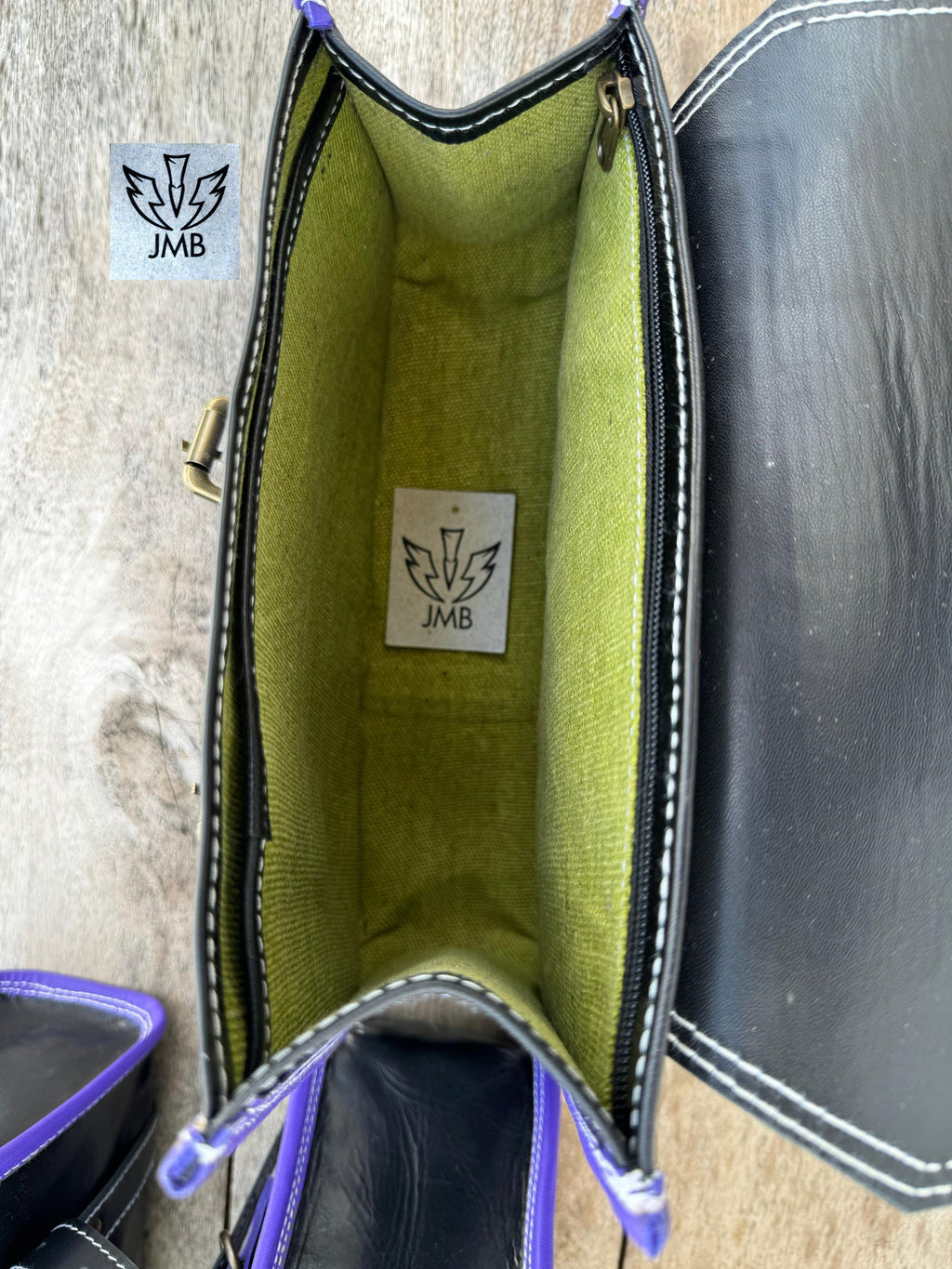 Set of 3 Goat leather motorcycle handmade bag with tool pouch saddle bags