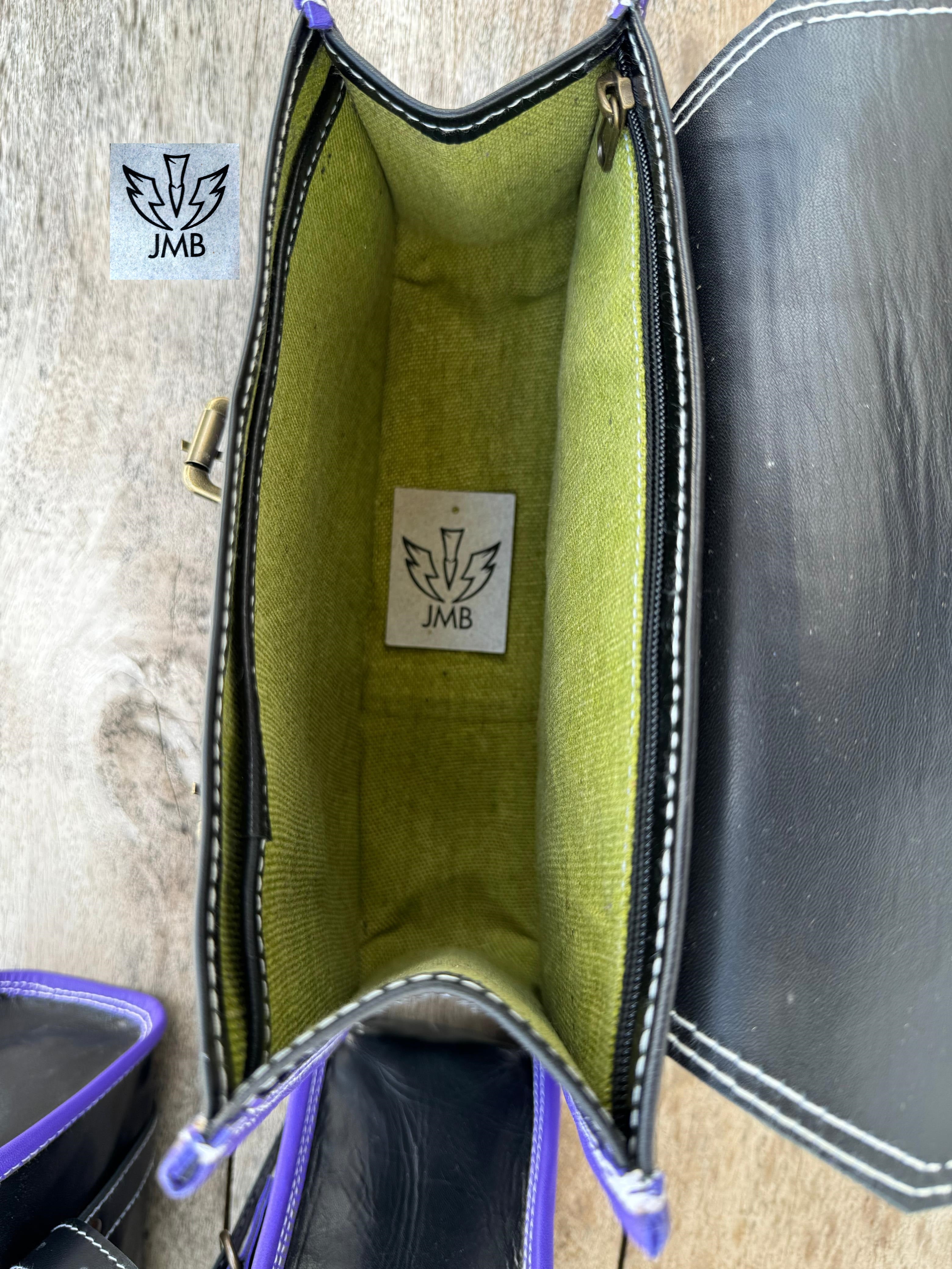 Set of 3 Goat leather motorcycle handmade bag with tool pouch saddle bags