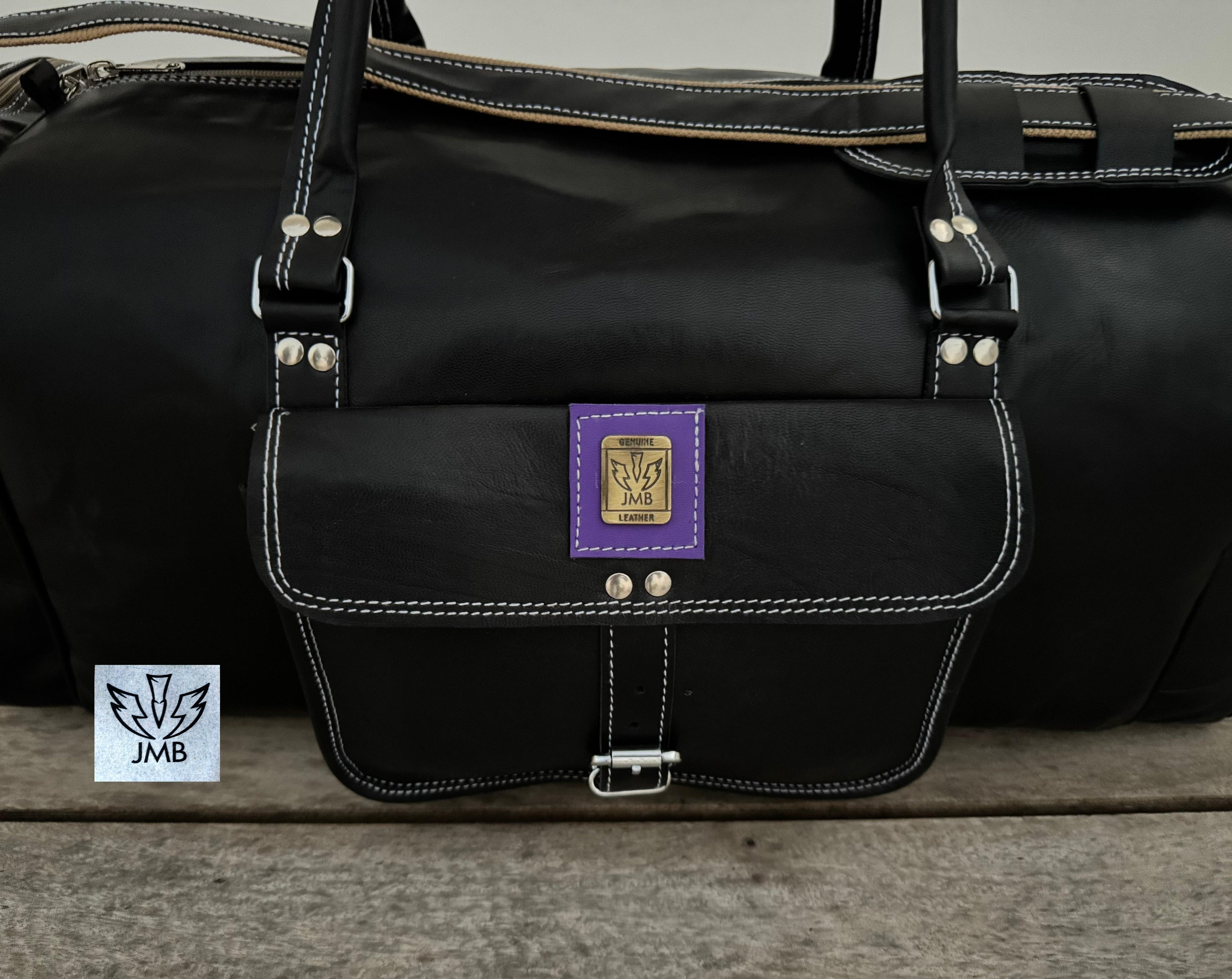 Unisex Black Genuine Leather Travel & Gym Duffle Bag – Weekend Overnight Luggage By Jasolcraft