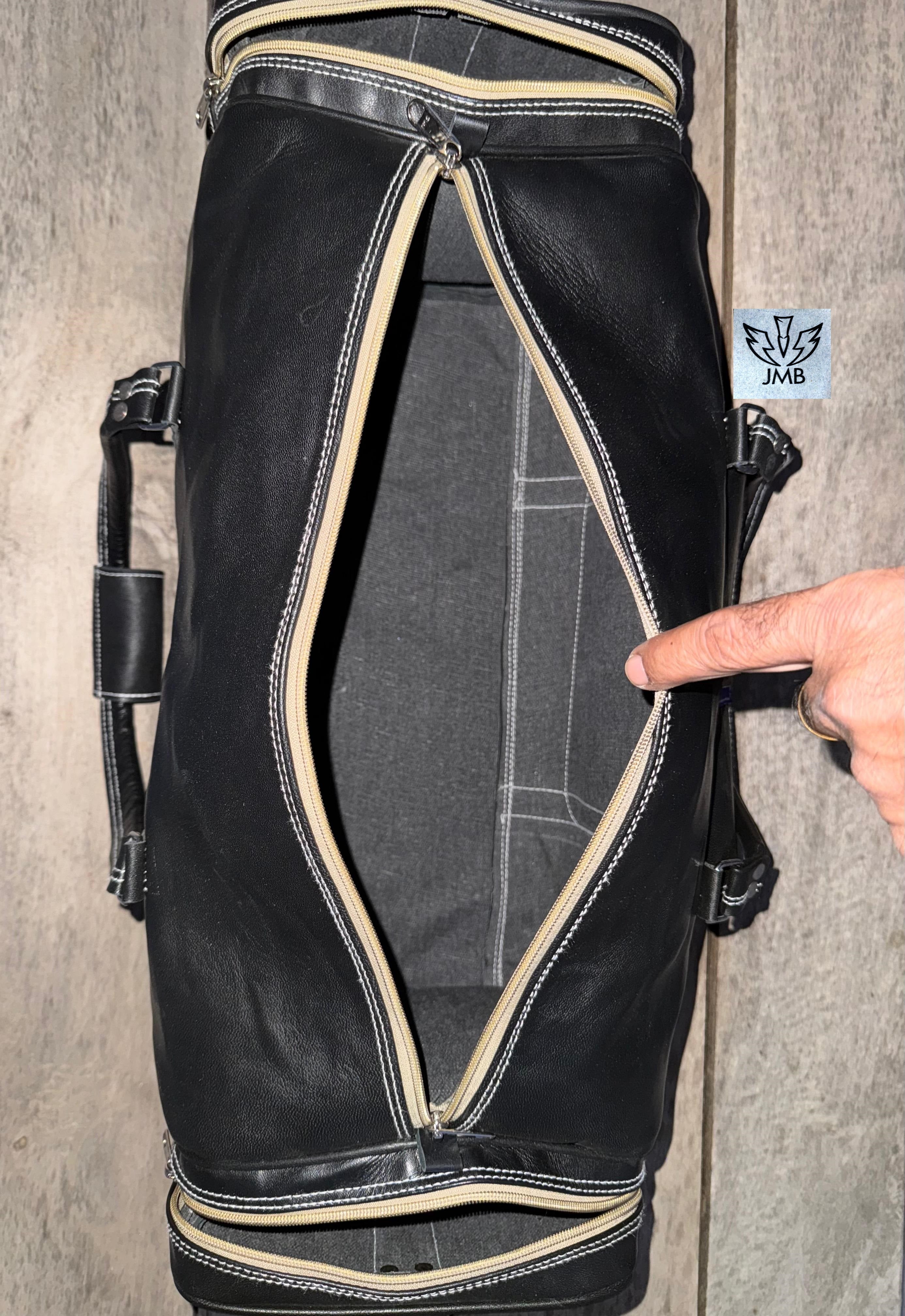 Unisex Black Genuine Leather Travel & Gym Duffle Bag – Weekend Overnight Luggage By Jasolcraft