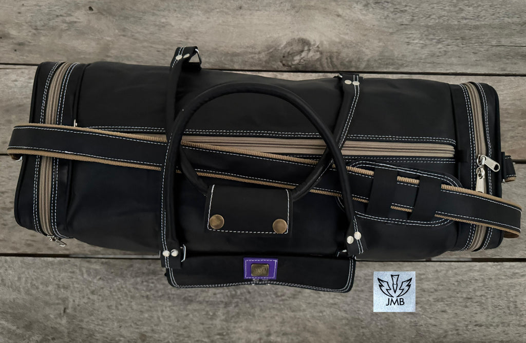 Unisex Black Genuine Leather Travel & Gym Duffle Bag – Weekend Overnight Luggage By Jasolcraft