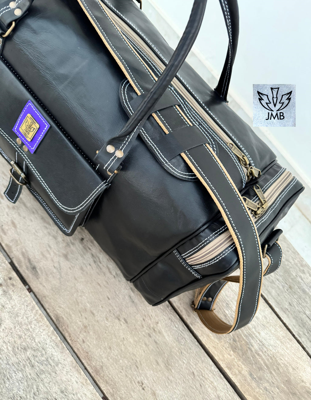 Unisex Black Genuine Leather Travel & Gym Duffle Bag – Weekend Overnight Luggage By Jasolcraft