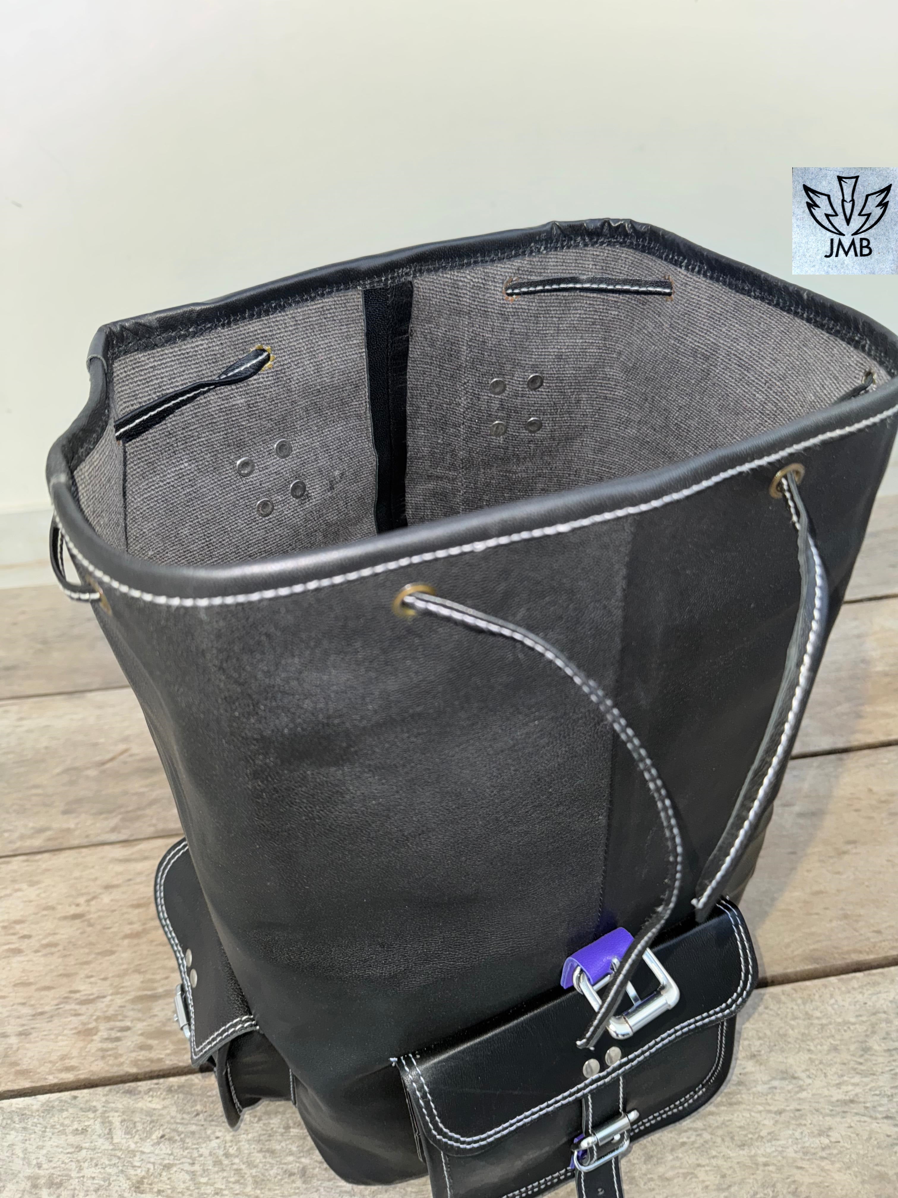 Black Leather Unisex Backpack – 18" Rucksack for School, Travel & Daily Use | JMB by JasolCraft