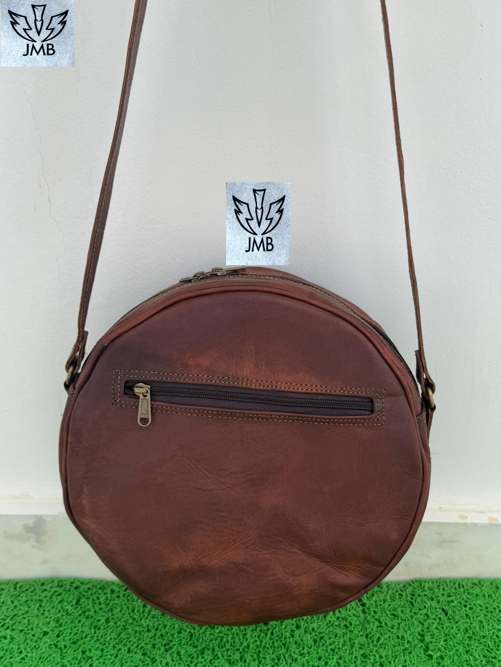 Women's Round Leather Crossbody Bag – Shoulder Handbag & Satchel Purse by JasolCraft