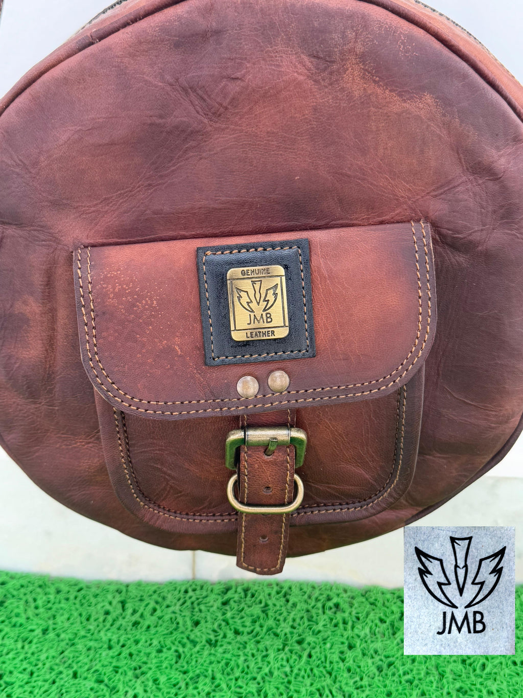 Women's Round Leather Crossbody Bag – Shoulder Handbag & Satchel Purse by JasolCraft