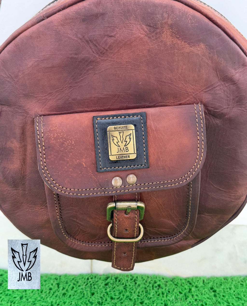 Women's Round Leather Crossbody Bag – Shoulder Handbag & Satchel Purse by JasolCraft