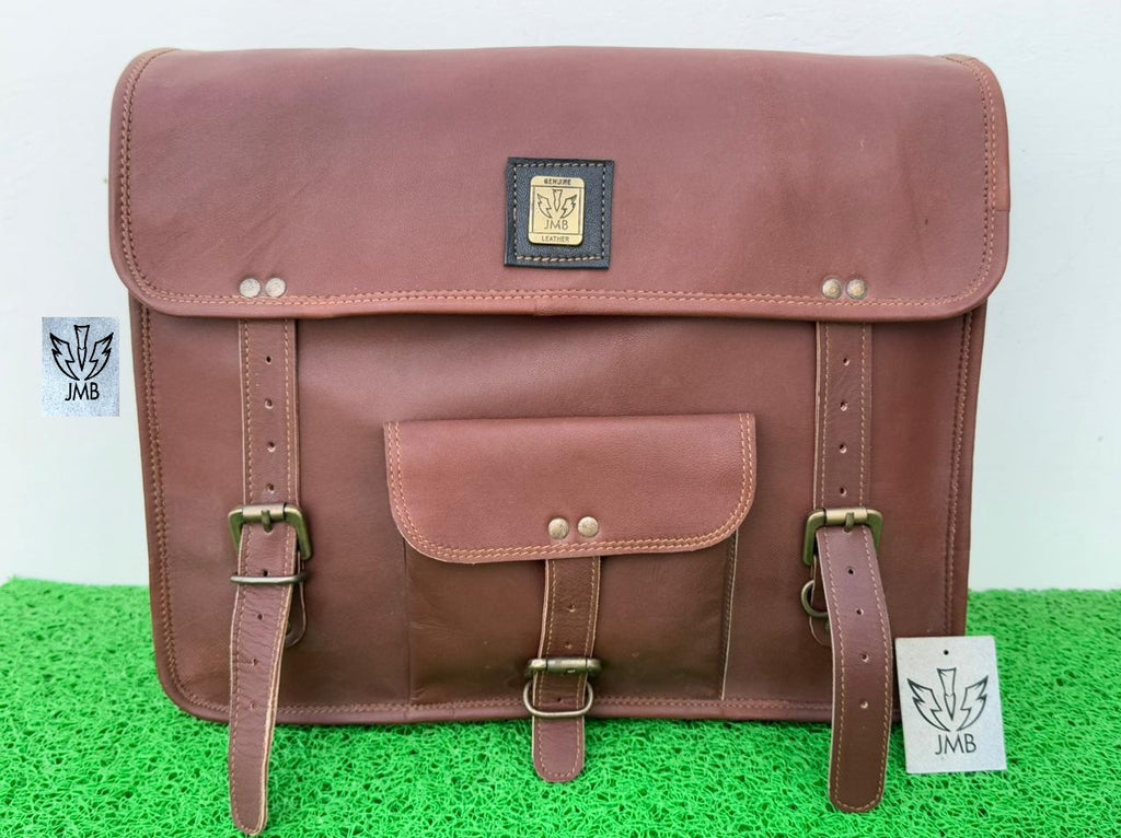 Motorcycle Saddlebag 1 Side Bag Pouch Brown Leather Pannier