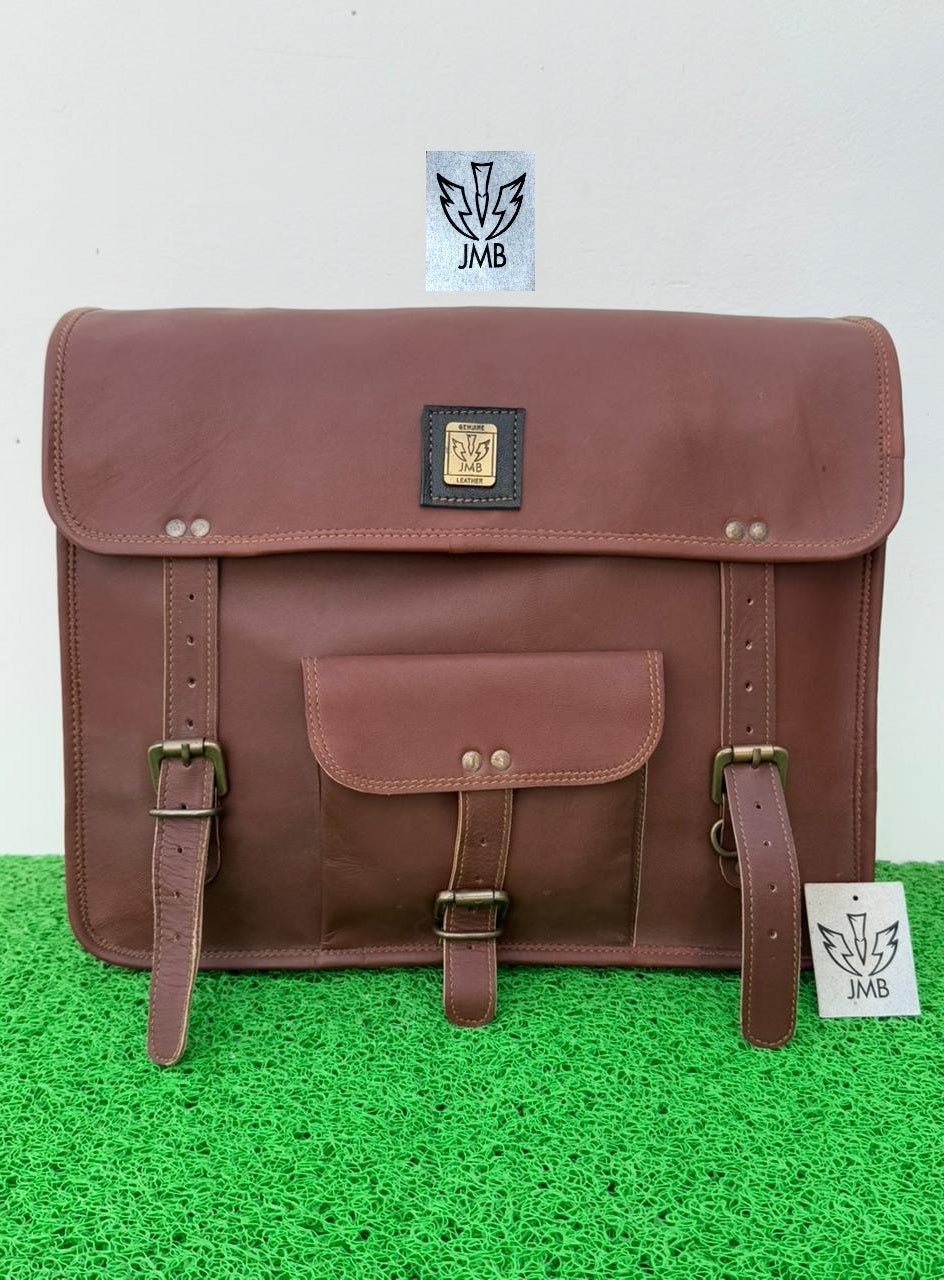 Motorcycle Saddlebag 1 Side Bag Pouch Brown Leather Pannier