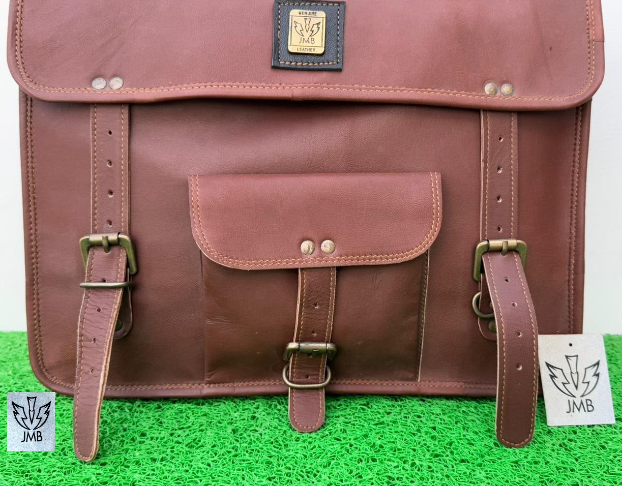 Motorcycle Saddlebag 1 Side Bag Pouch Brown Leather Pannier