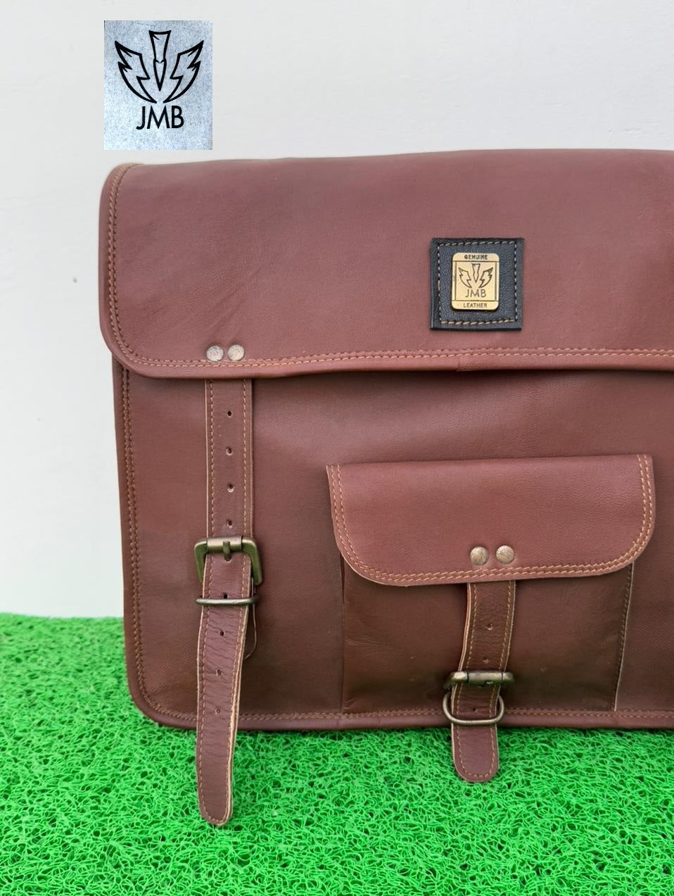 Motorcycle Saddlebag 1 Side Bag Pouch Brown Leather Pannier