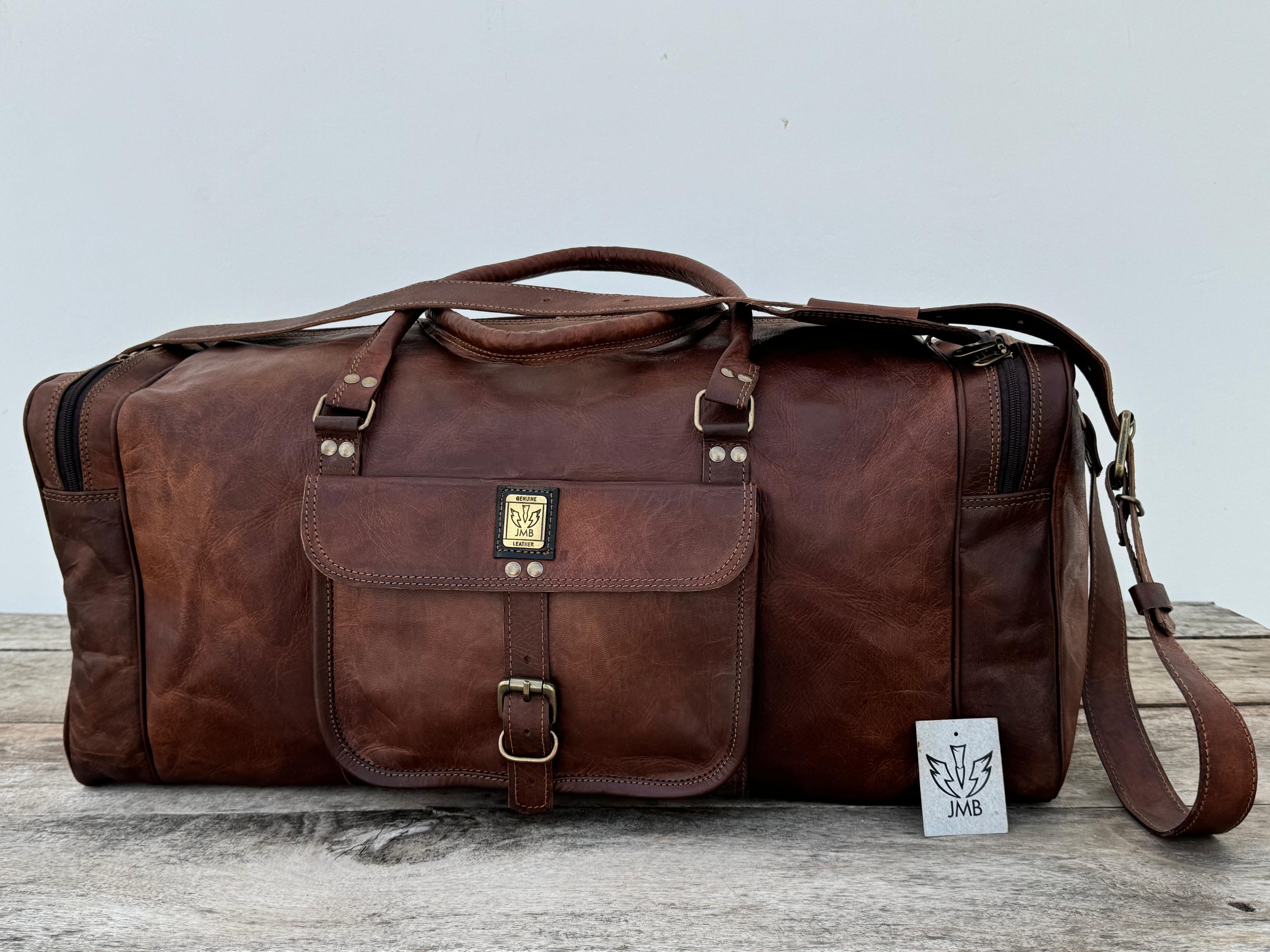 Unisex Leather Genuine Travel Gym Weekend Luggage Overnight Duffle Bag Jasolcraft