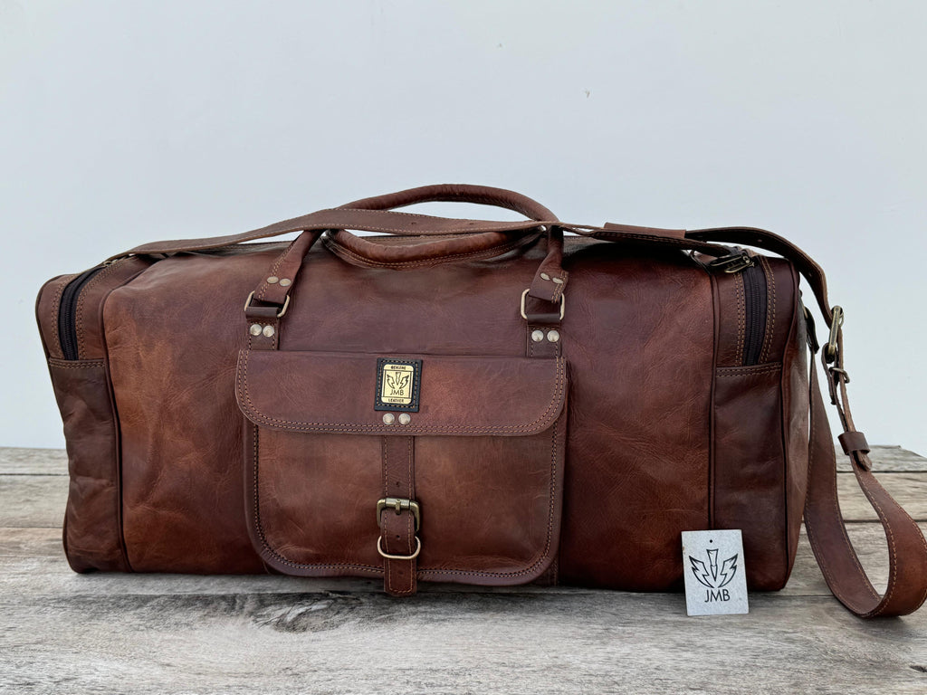 Unisex Leather Genuine Travel Gym Weekend Luggage Overnight Duffle Bag Jasolcraft