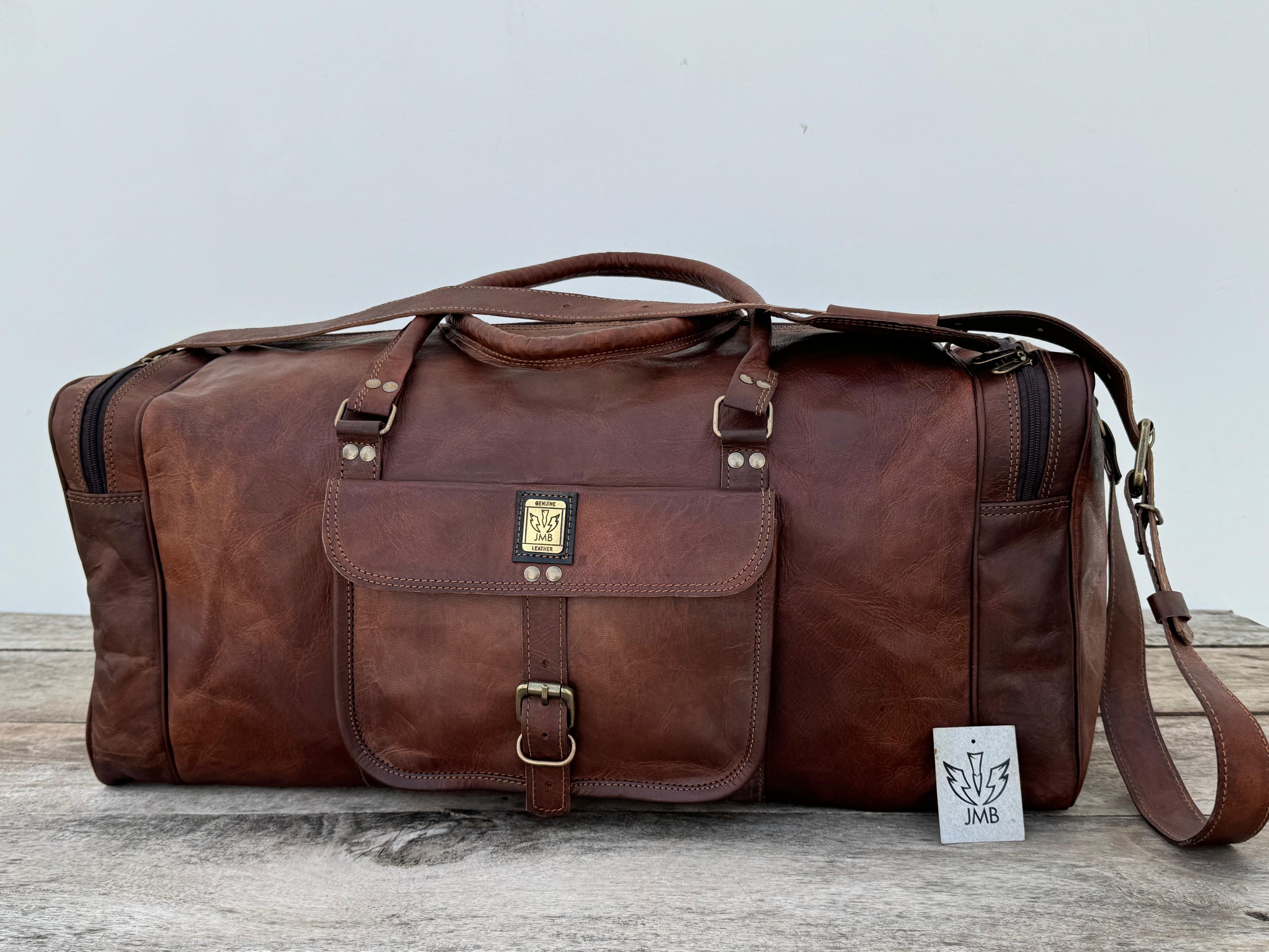 Unisex Leather Genuine Travel Gym Weekend Luggage Overnight Duffle Bag Jasolcraft