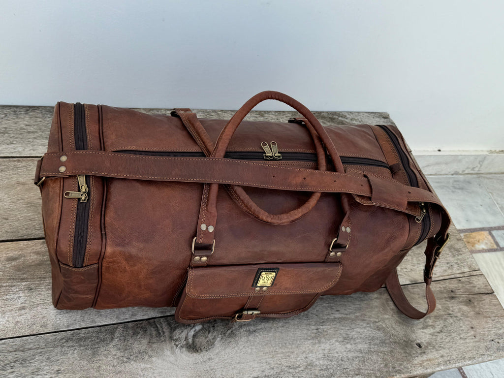 Unisex Leather Genuine Travel Gym Weekend Luggage Overnight Duffle Bag Jasolcraft