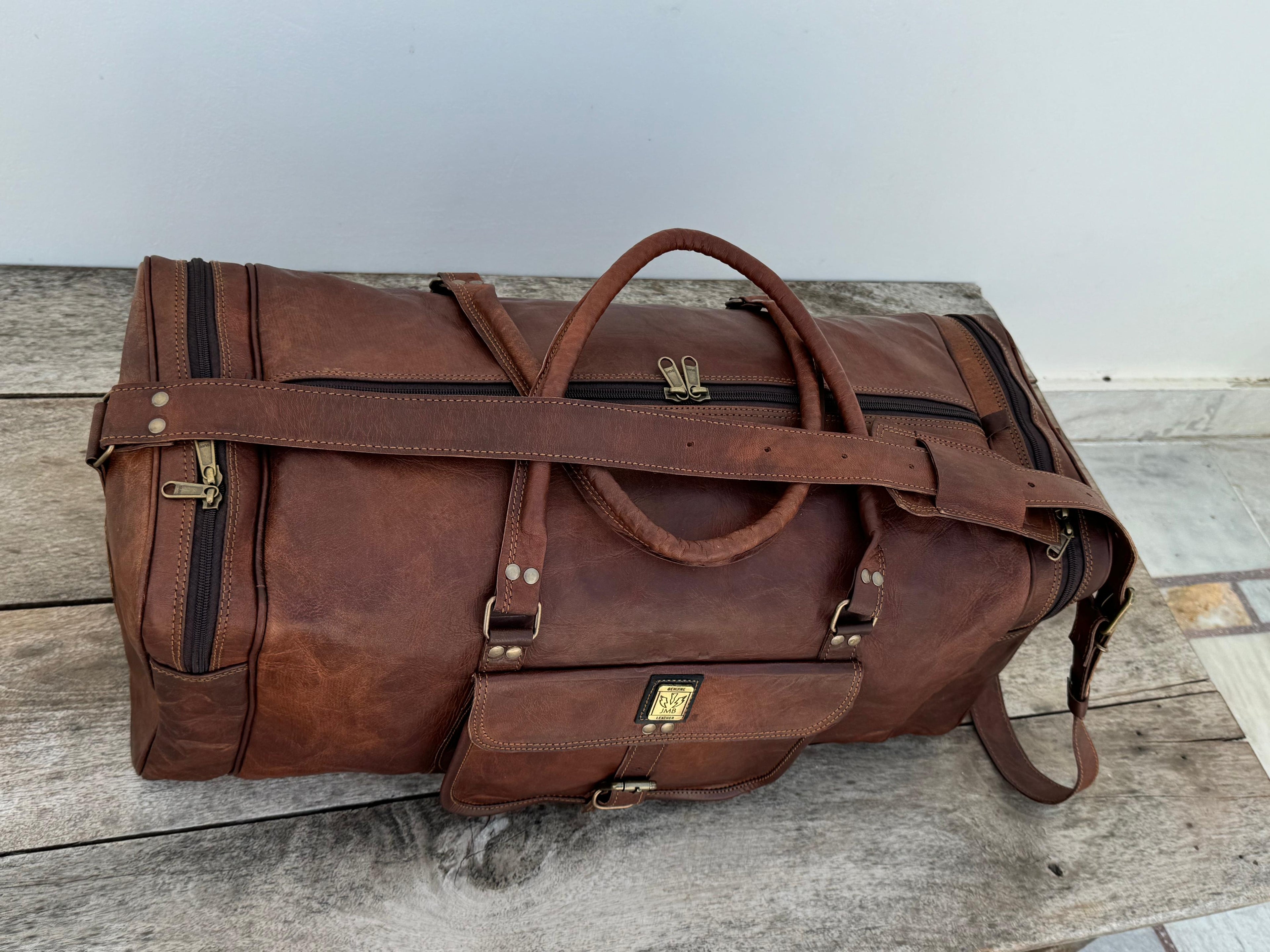 Unisex Leather Genuine Travel Gym Weekend Luggage Overnight Duffle Bag Jasolcraft