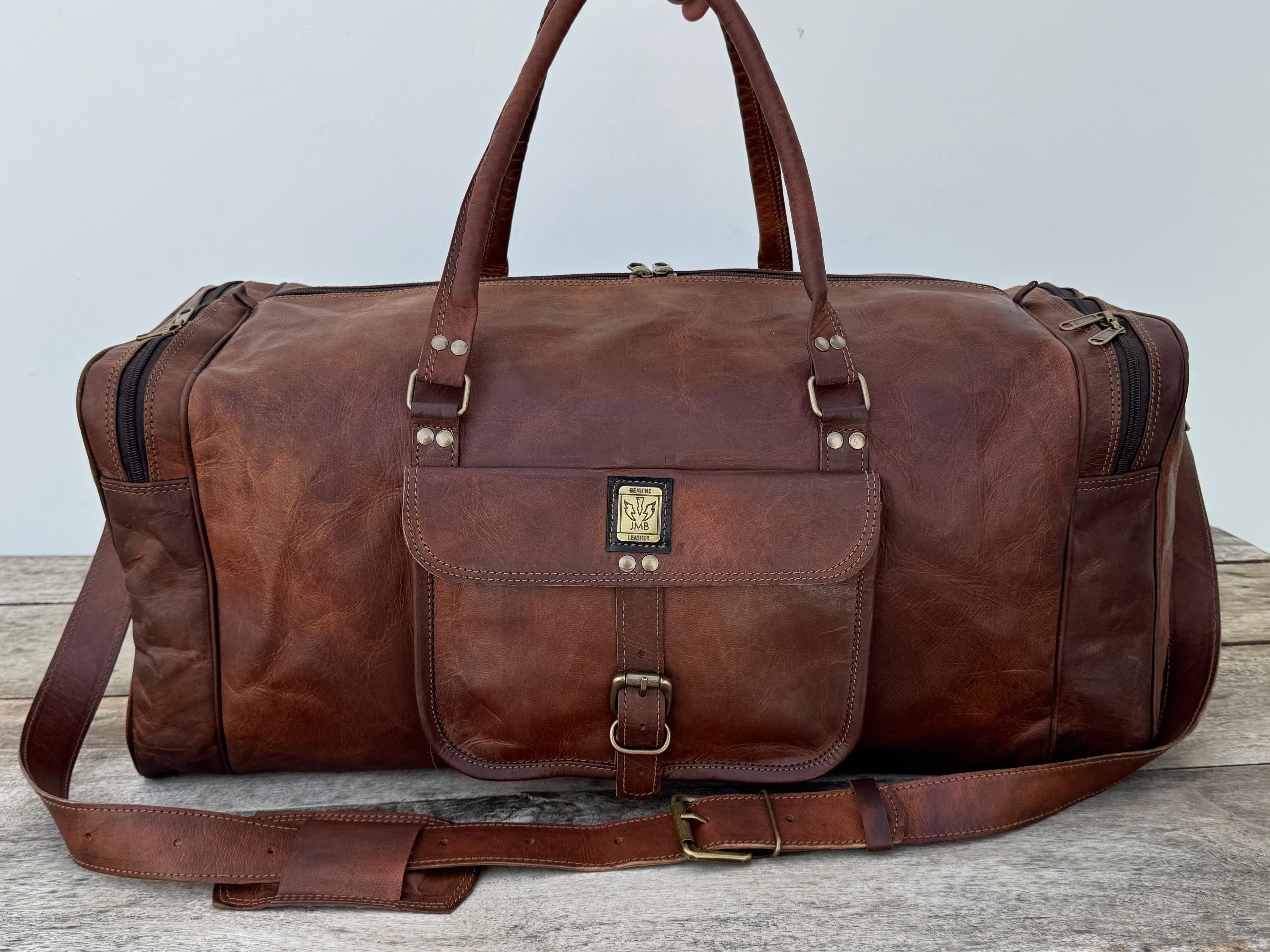 Unisex Leather Genuine Travel Gym Weekend Luggage Overnight Duffle Bag Jasolcraft