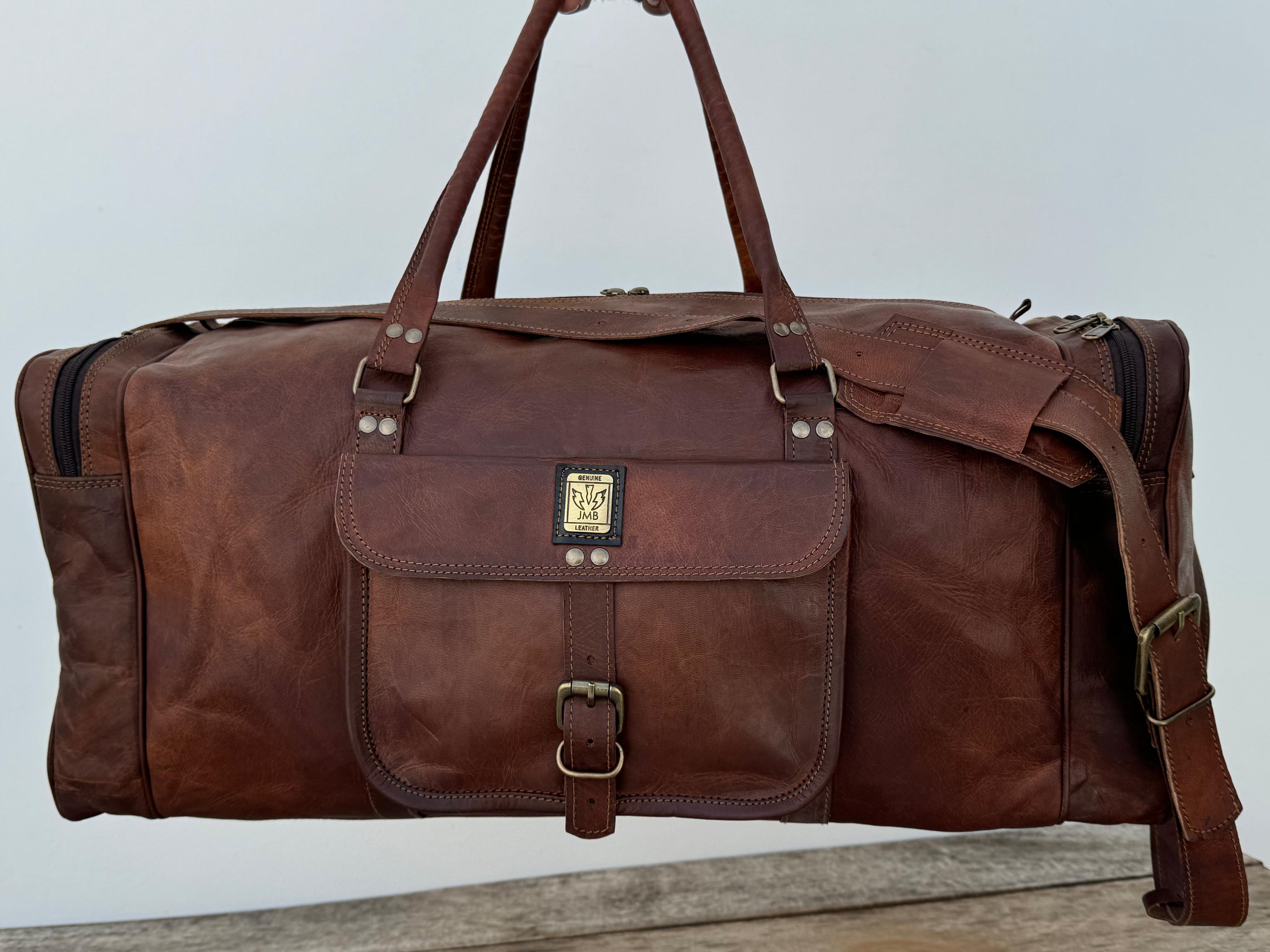 Unisex Leather Genuine Travel Gym Weekend Luggage Overnight Duffle Bag Jasolcraft