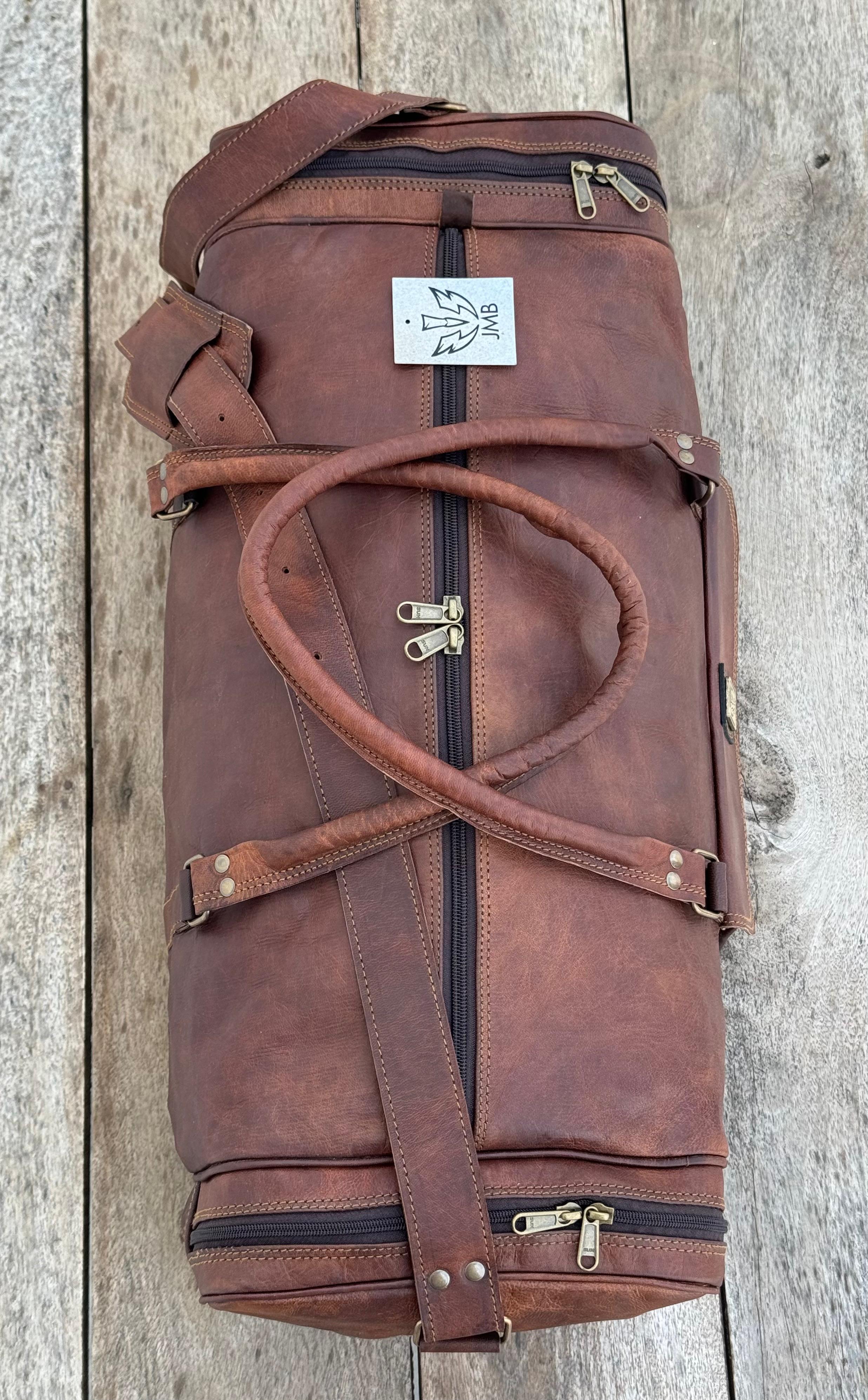 Unisex Leather Genuine Travel Gym Weekend Luggage Overnight Duffle Bag Jasolcraft