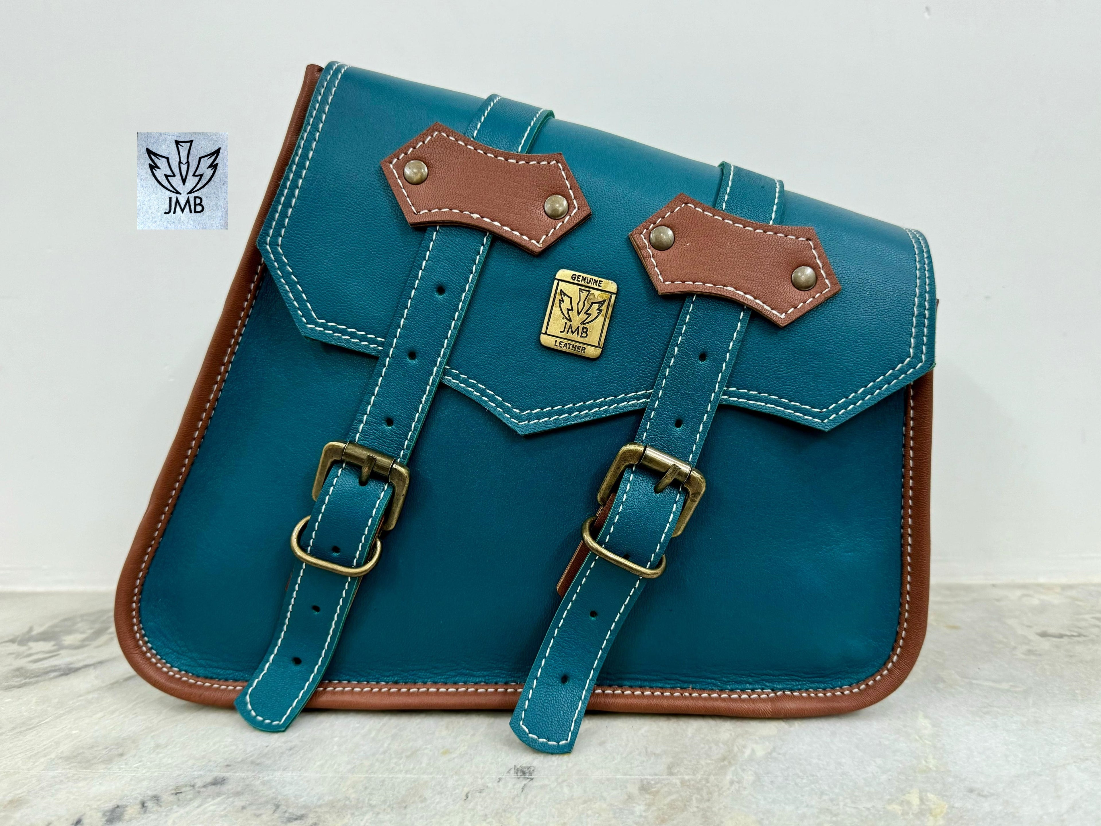 Set 3x Motorcycle Leather Saddlebag