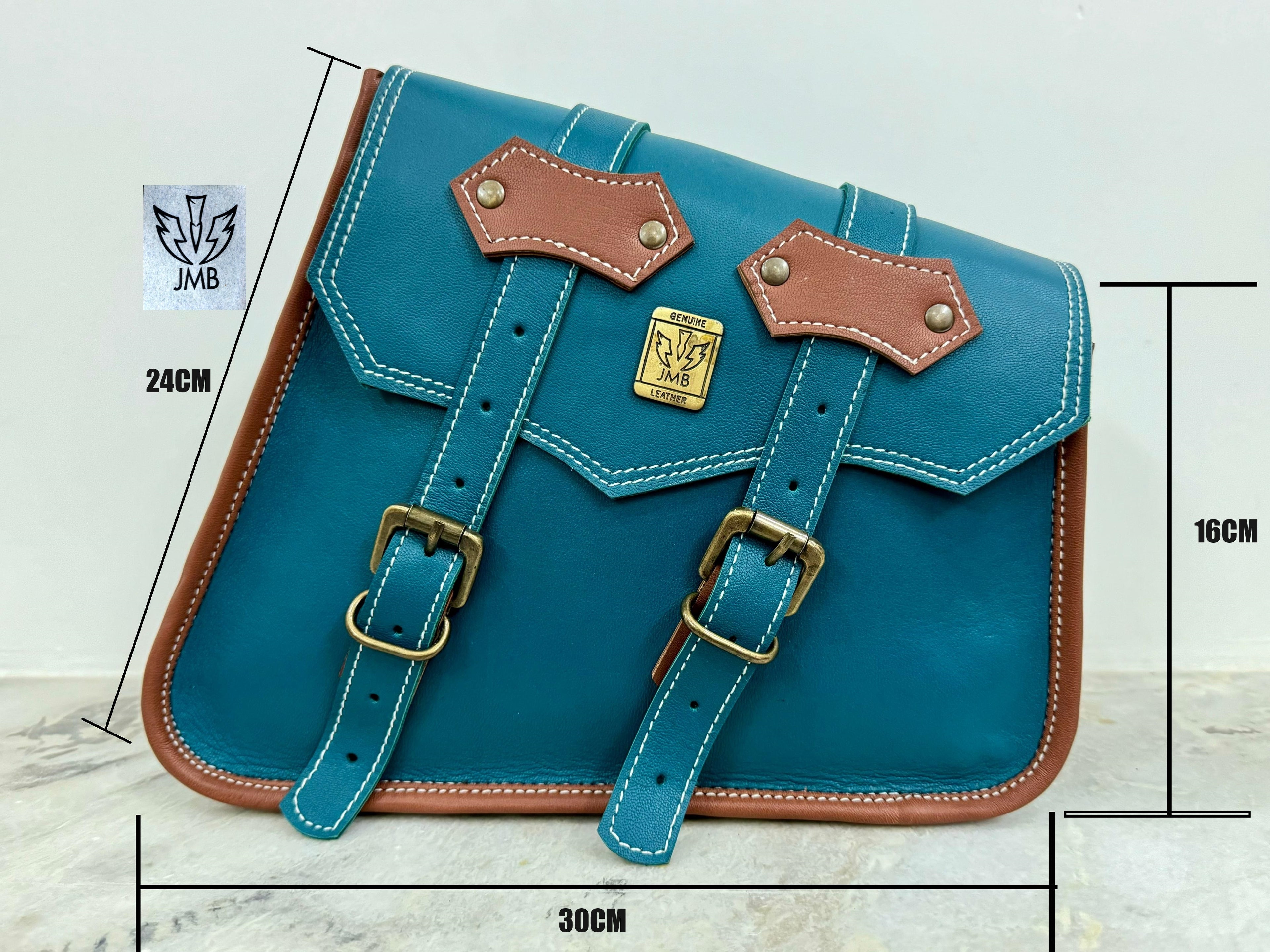 Set 3x Motorcycle Leather Saddlebag